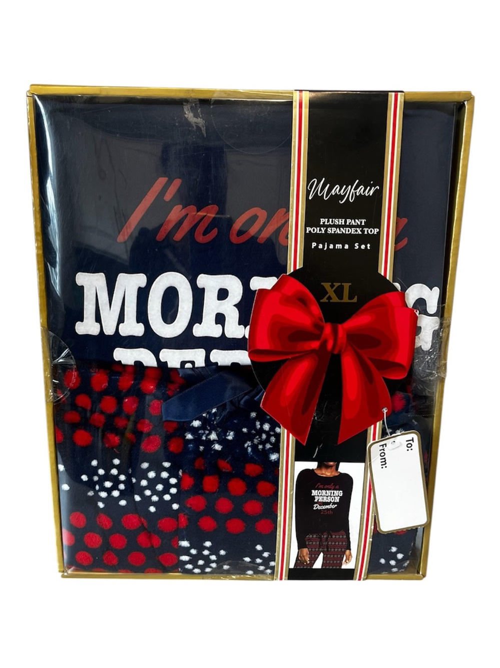 Mayfair Morning Person Christmas Pajama Set Size XL   NWT